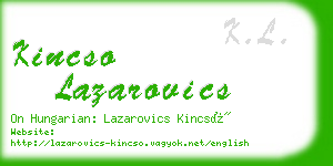 kincso lazarovics business card